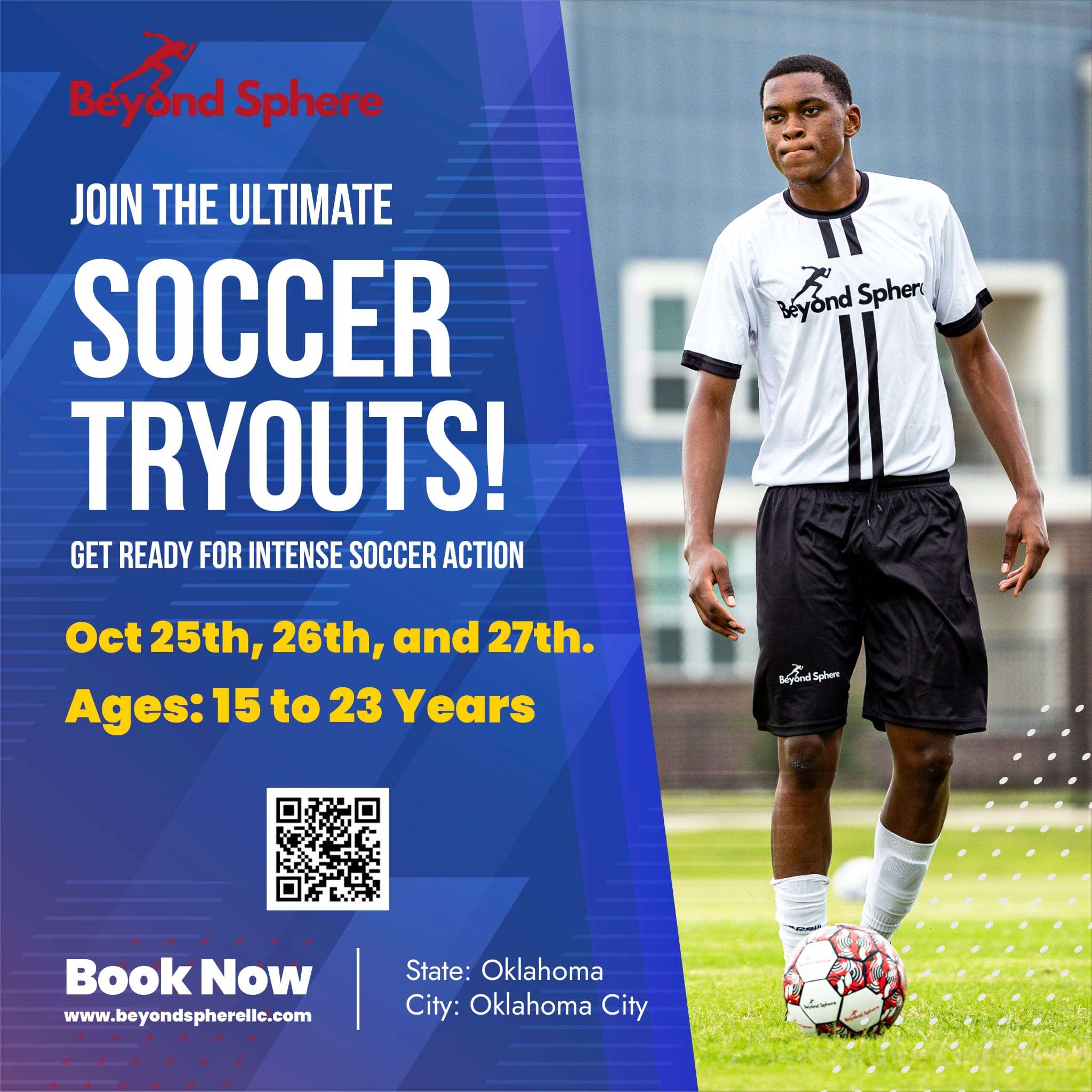 Poster displaying details about upcoming tryouts, including date, time, and location information.